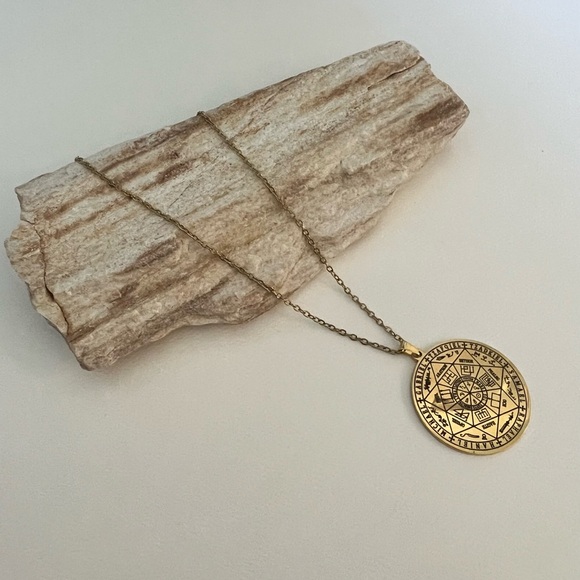 Protection Archangel Gold Necklace - Spiritual Medallion Necklace - Picture 3 of 11